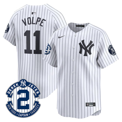 Men's Yankees Derek Jeter Patch Vapor Premier Limited Jersey - All Stitched