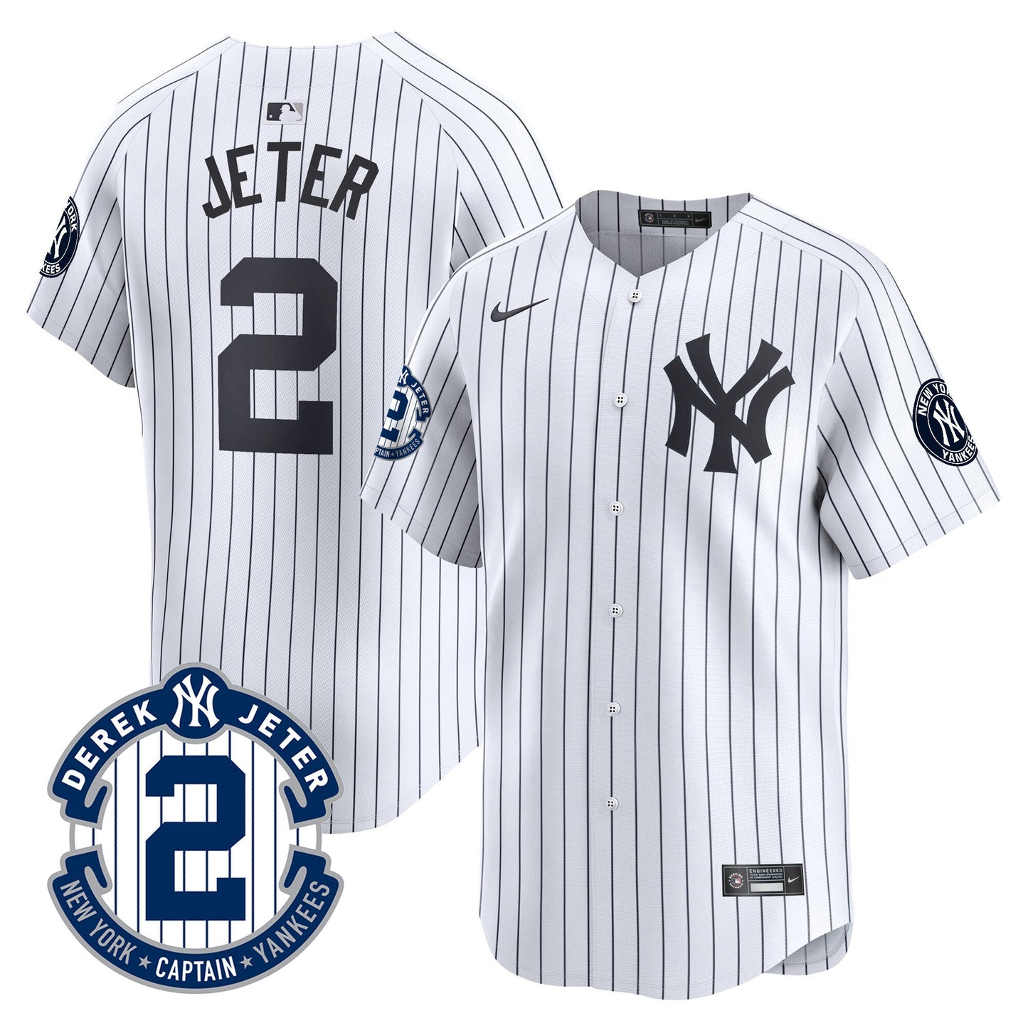 Men's Yankees Derek Jeter Patch Vapor Premier Limited Jersey - All Stitched