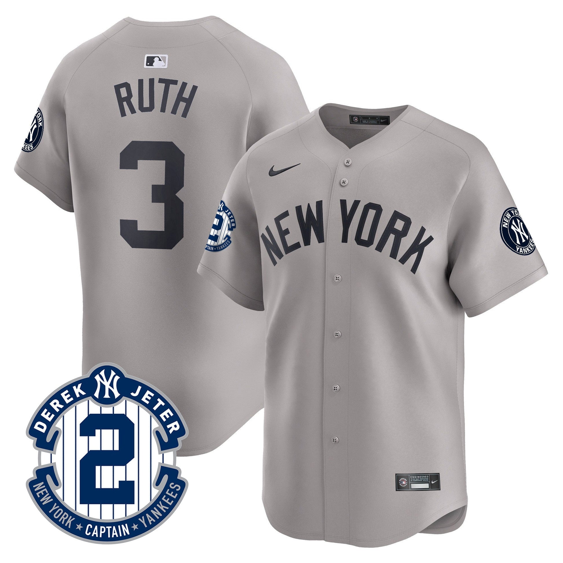 Men's Yankees Derek Jeter Patch Vapor Premier Limited Jersey - All Stitched