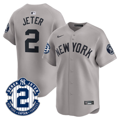 Men's Yankees Derek Jeter Patch Vapor Premier Limited Jersey - All Stitched