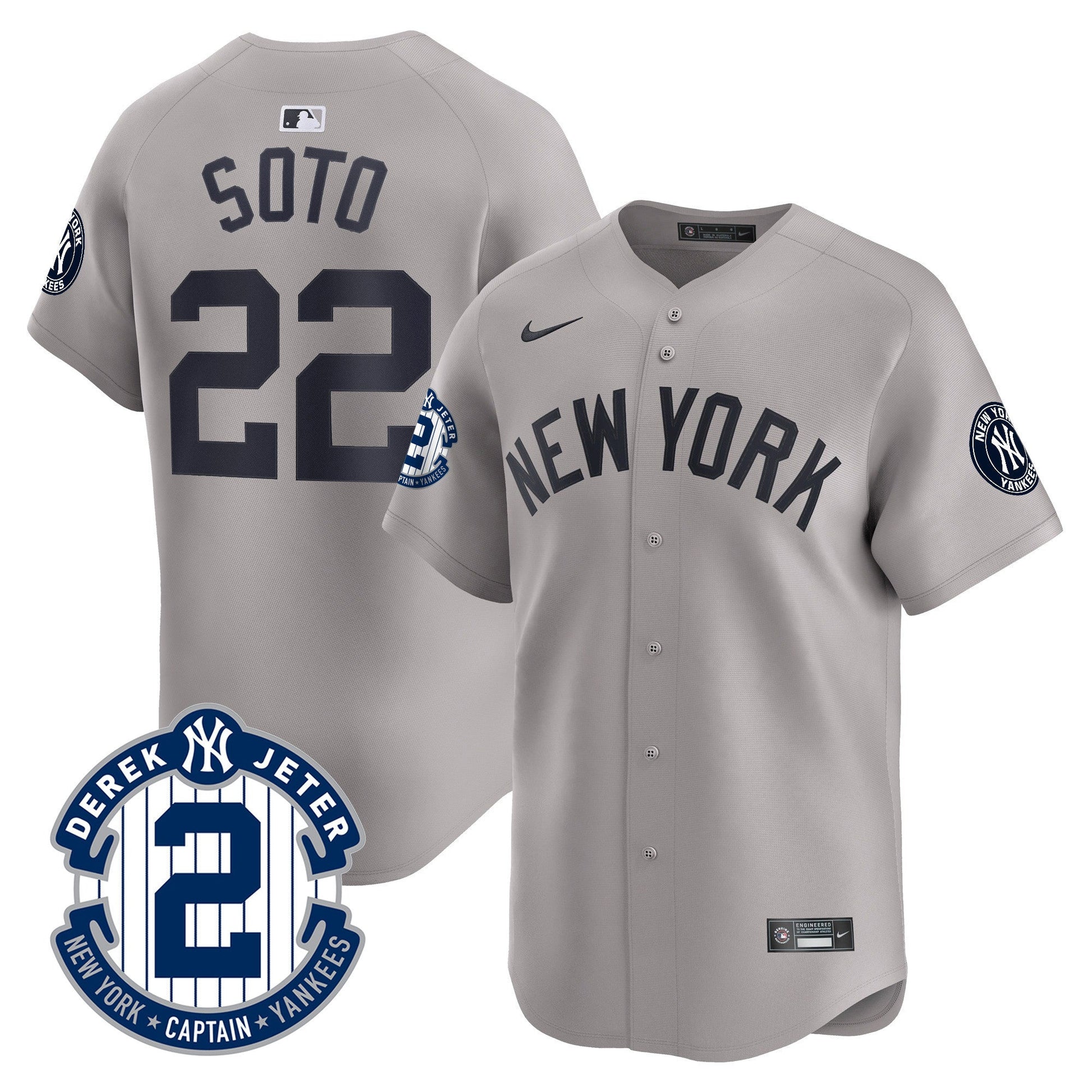 Men's Yankees Derek Jeter Patch Vapor Premier Limited Jersey - All Stitched
