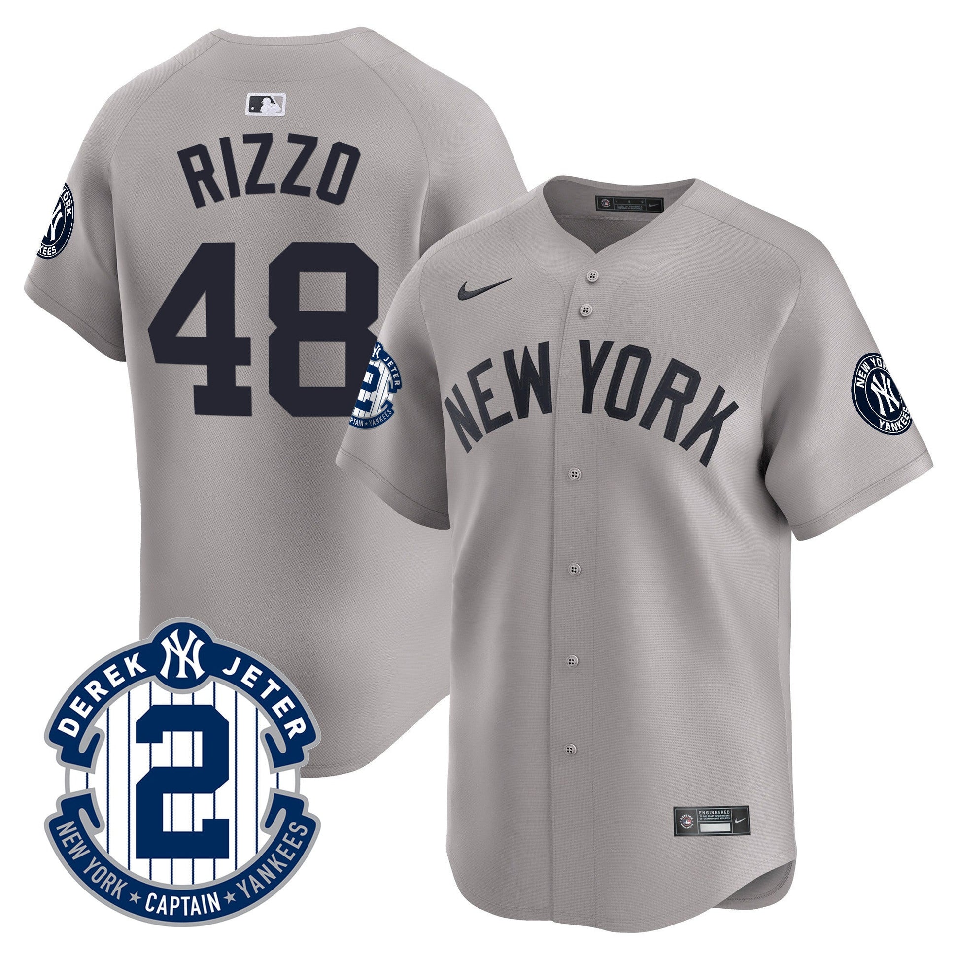 Men's Yankees Derek Jeter Patch Vapor Premier Limited Jersey - All Stitched