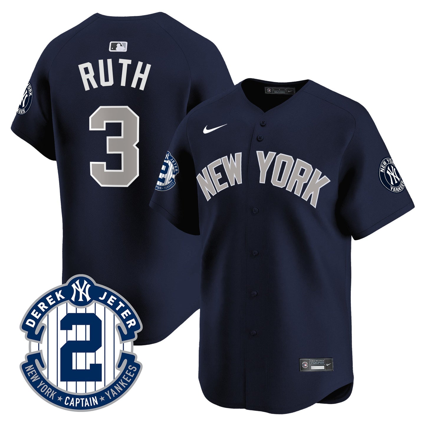 Men's Yankees Derek Jeter Patch Vapor Premier Limited Jersey - All Stitched