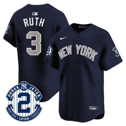 Men's Yankees Derek Jeter Patch Vapor Premier Limited Jersey - All Stitched