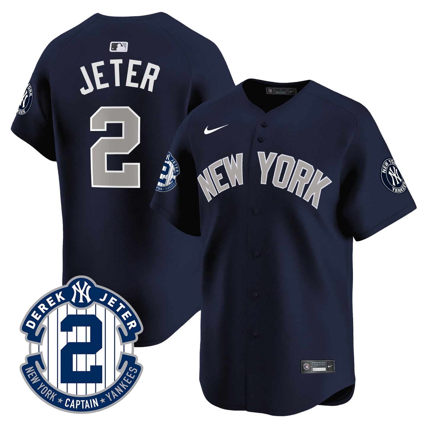 Men's Yankees Derek Jeter Patch Vapor Premier Limited Jersey - All Stitched