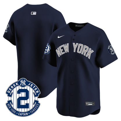 Men's Yankees Derek Jeter Patch Vapor Premier Limited Jersey - All Stitched
