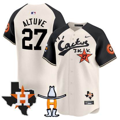 Men's Houston Astros Cactus Jack Houston Rodeo Patch Vapor Premier Limited Jersey - All Stitched