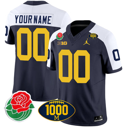 Michigan Rose Bowl & 1000 Wins Patch Vapor Custom Jersey - All Stitched