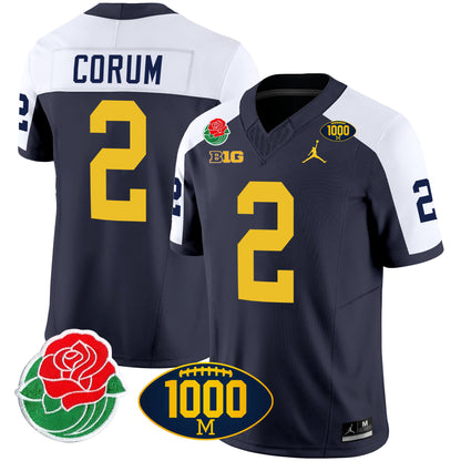 Michigan Rose Bowl & 1000 Wins Patch Vapor Jersey - All Stitched