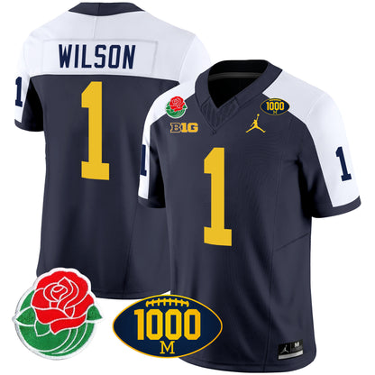 Michigan Rose Bowl & 1000 Wins Patch Vapor Jersey - All Stitched