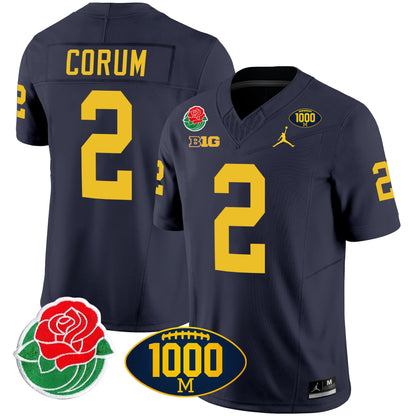 Michigan Rose Bowl & 1000 Wins Patch Vapor Jersey - All Stitched