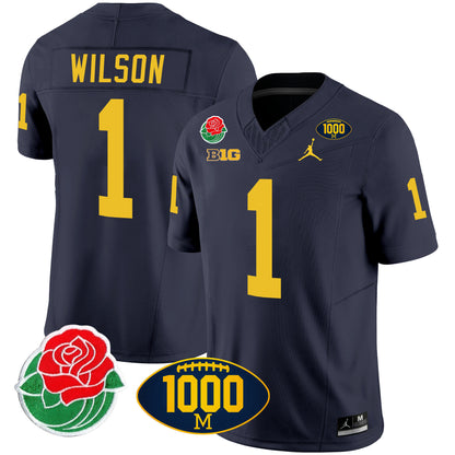 Michigan Rose Bowl & 1000 Wins Patch Vapor Jersey - All Stitched