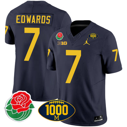 Michigan Rose Bowl & 1000 Wins Patch Vapor Jersey - All Stitched