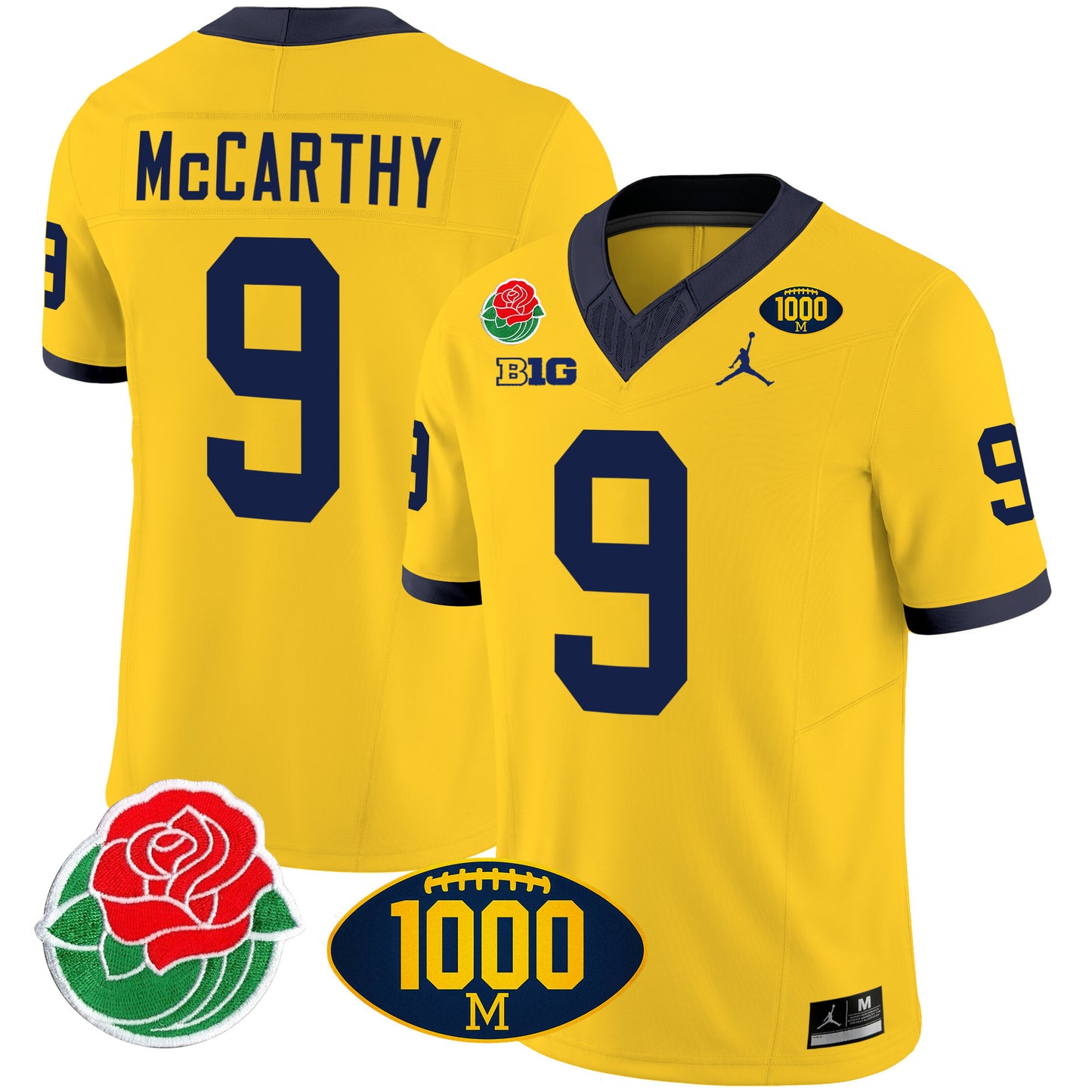 Michigan Rose Bowl & 1000 Wins Patch Vapor Jersey - All Stitched