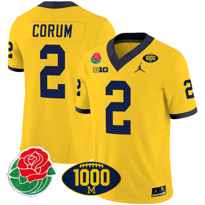 Michigan Rose Bowl & 1000 Wins Patch Vapor Jersey - All Stitched