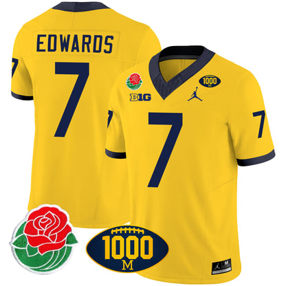 Michigan Rose Bowl & 1000 Wins Patch Vapor Jersey - All Stitched