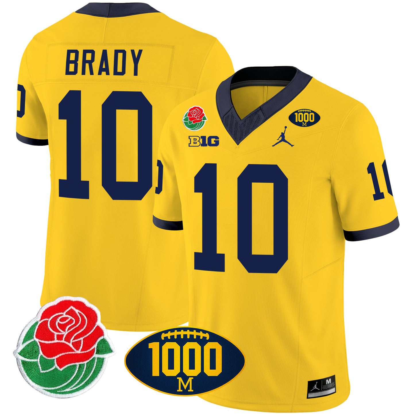Michigan Rose Bowl & 1000 Wins Patch Vapor Jersey - All Stitched