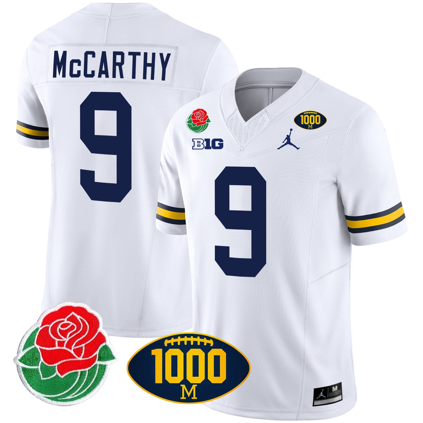 Michigan Rose Bowl & 1000 Wins Patch Vapor Jersey - All Stitched