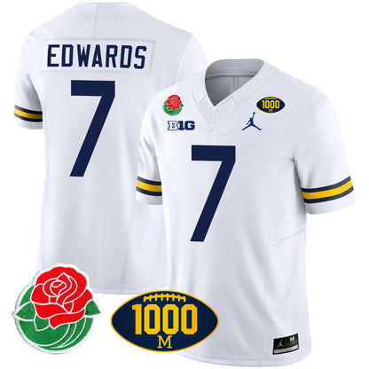 Michigan Rose Bowl & 1000 Wins Patch Vapor Jersey - All Stitched