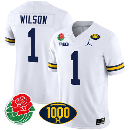 Michigan Rose Bowl & 1000 Wins Patch Vapor Jersey - All Stitched