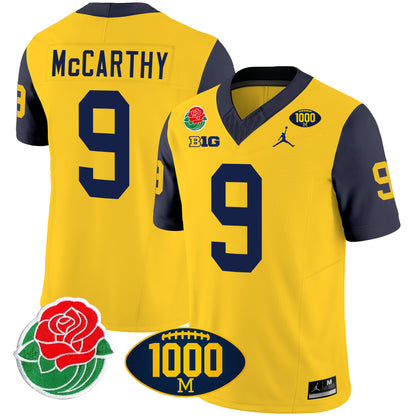 Michigan Rose Bowl & 1000 Wins Patch Vapor Jersey - All Stitched