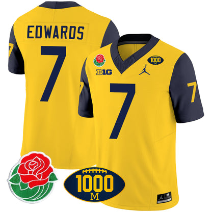 Michigan Rose Bowl & 1000 Wins Patch Vapor Jersey - All Stitched