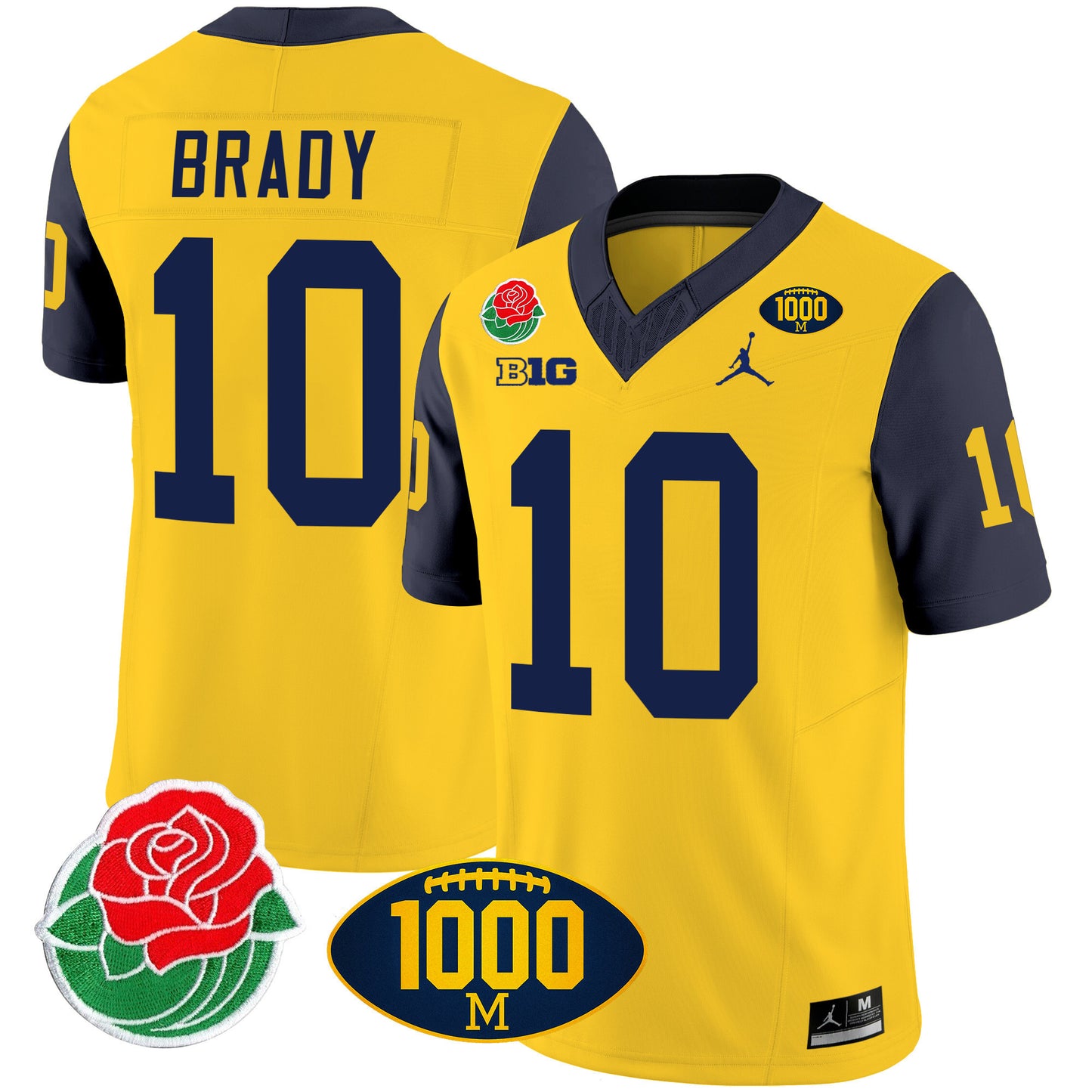 Michigan Rose Bowl & 1000 Wins Patch Vapor Jersey - All Stitched