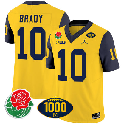 Michigan Rose Bowl & 1000 Wins Patch Vapor Jersey - All Stitched