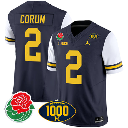 Michigan Rose Bowl & 1000 Wins Patch Vapor Jersey - All Stitched