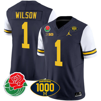 Michigan Rose Bowl & 1000 Wins Patch Vapor Jersey - All Stitched