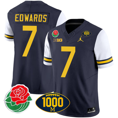 Michigan Rose Bowl & 1000 Wins Patch Vapor Jersey - All Stitched