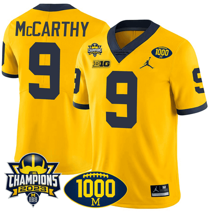 Michigan 1000 Wins & BIG10 Champions Patch Special Jersey - All Stitched