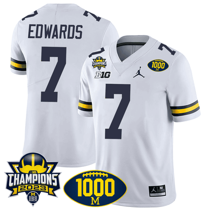 Michigan 1000 Wins & BIG10 Champions Patch Special Jersey - All Stitched