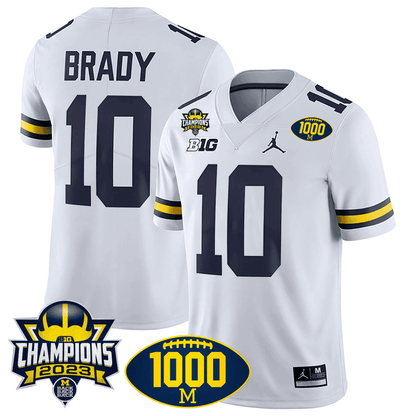Michigan 1000 Wins & BIG10 Champions Patch Special Jersey - All Stitched
