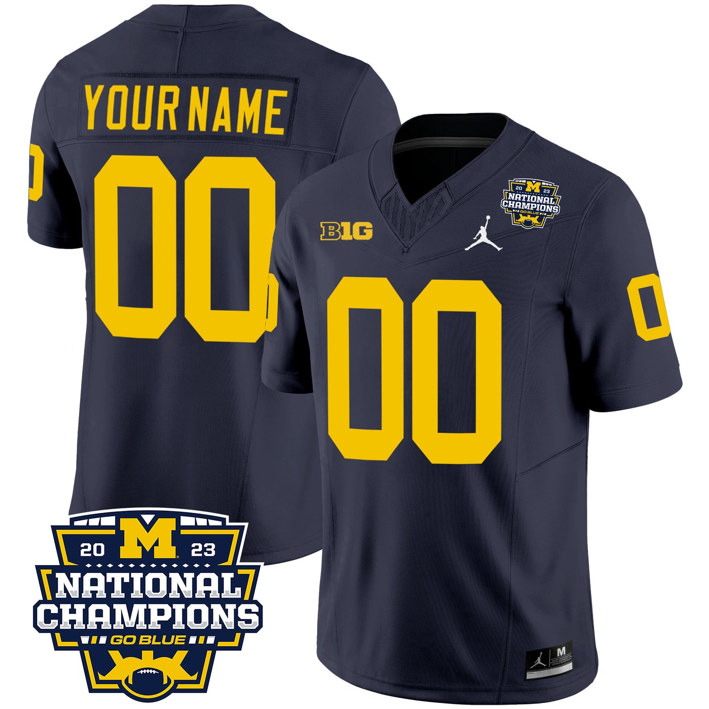 Michigan 2023 National Champions Patch Vapor Custom Jersey V2 - All Stitched