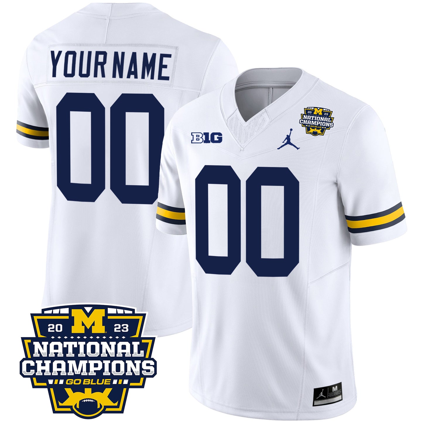 Michigan 2023 National Champions Patch Vapor Custom Jersey V2 - All Stitched