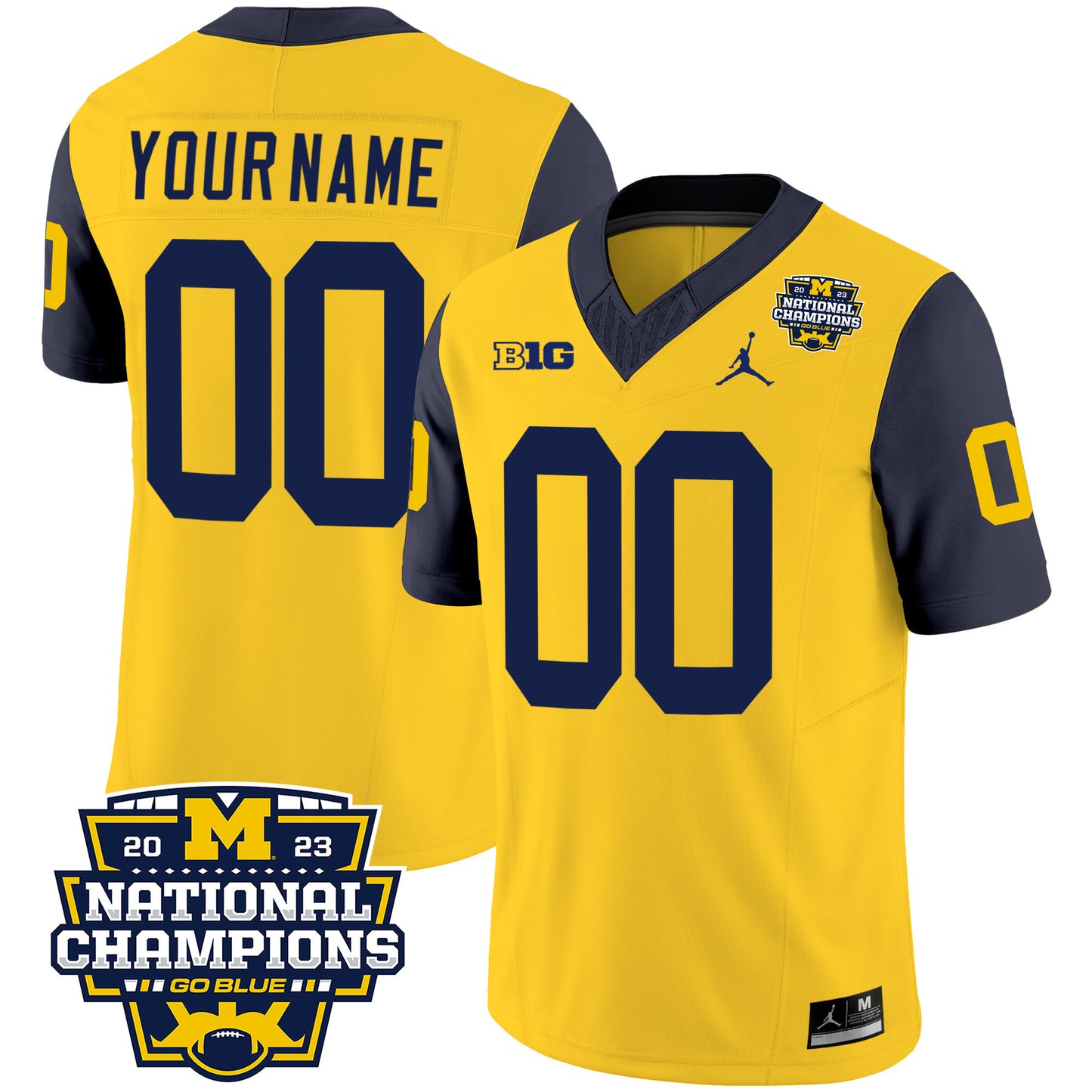 Michigan 2023 National Champions Patch Vapor Custom Jersey V2 - All Stitched