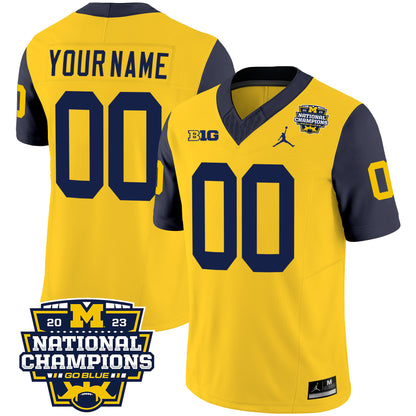 Michigan 2023 National Champions Patch Vapor Custom Jersey V2 - All Stitched