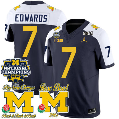 Michigan 2023 National Champions & Rose Bowl Patch Vapor Jersey - All Stitched