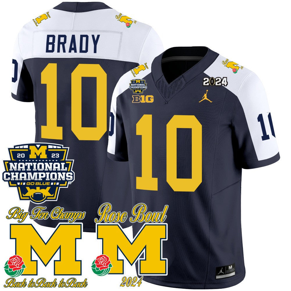 Michigan 2023 National Champions & Rose Bowl Patch Vapor Jersey - All Stitched