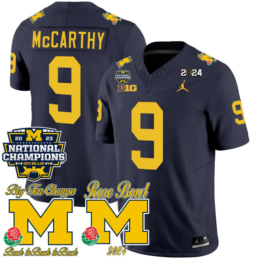 Michigan 2023 National Champions & Rose Bowl Patch Vapor Jersey - All Stitched