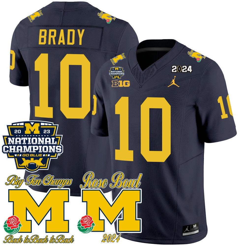 Michigan 2023 National Champions & Rose Bowl Patch Vapor Jersey - All Stitched