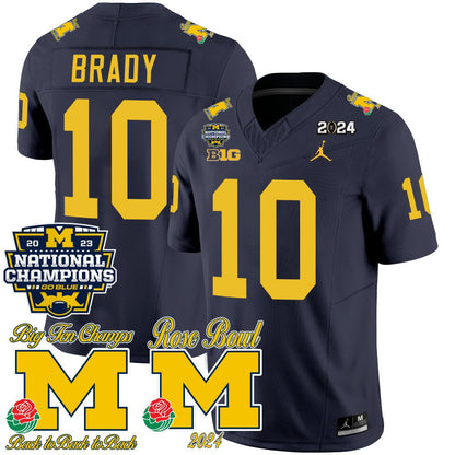 Michigan 2023 National Champions & Rose Bowl Patch Vapor Jersey - All Stitched