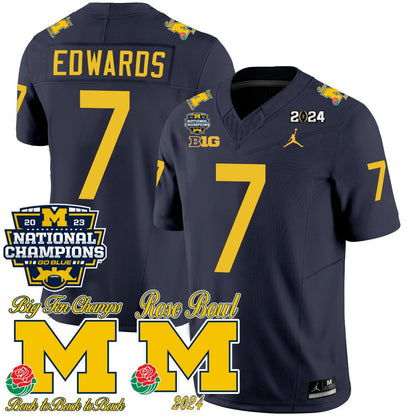 Michigan 2023 National Champions & Rose Bowl Patch Vapor Jersey - All Stitched