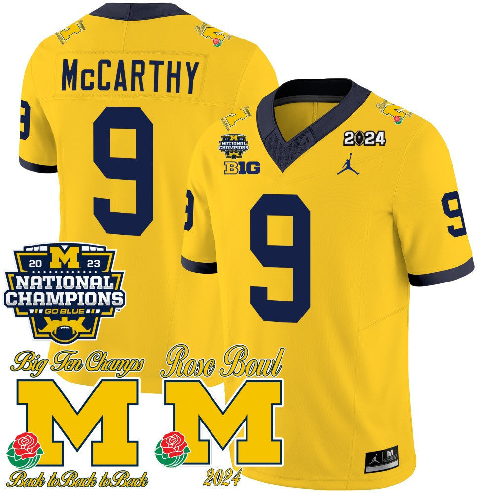 Michigan 2023 National Champions & Rose Bowl Patch Vapor Jersey - All Stitched