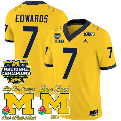 Michigan 2023 National Champions & Rose Bowl Patch Vapor Jersey - All Stitched