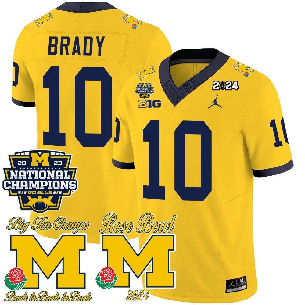 Michigan 2023 National Champions & Rose Bowl Patch Vapor Jersey - All Stitched