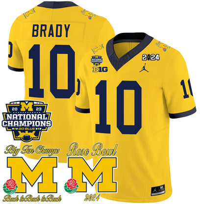 Michigan 2023 National Champions & Rose Bowl Patch Vapor Jersey - All Stitched