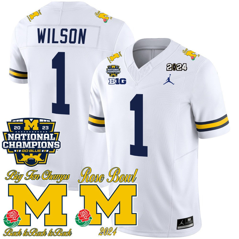 Michigan 2023 National Champions & Rose Bowl Patch Vapor Jersey - All Stitched