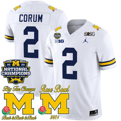 Michigan 2023 National Champions & Rose Bowl Patch Vapor Jersey - All Stitched